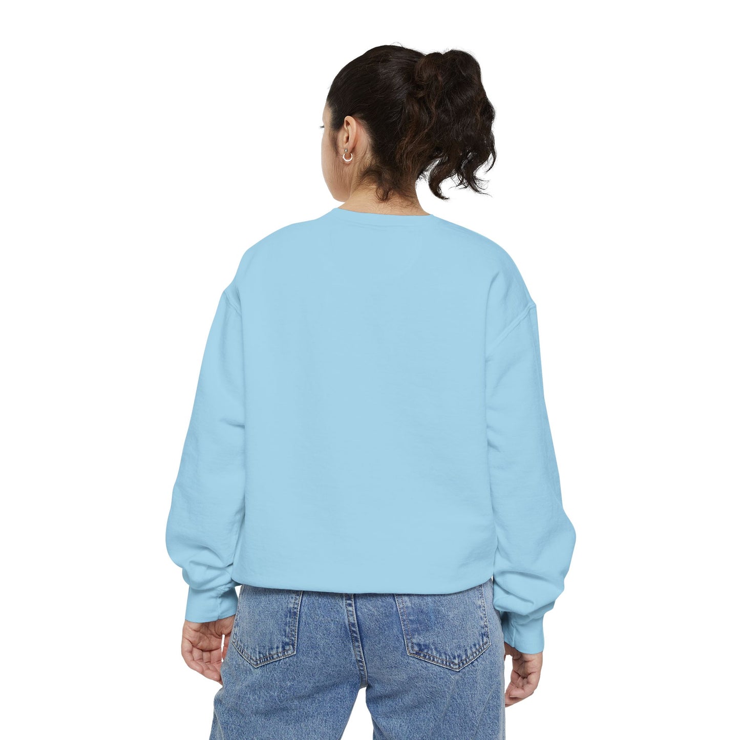 Garment-Dyed Coral Sweatshirt — Minimal Tiny Heart Chest Graphic