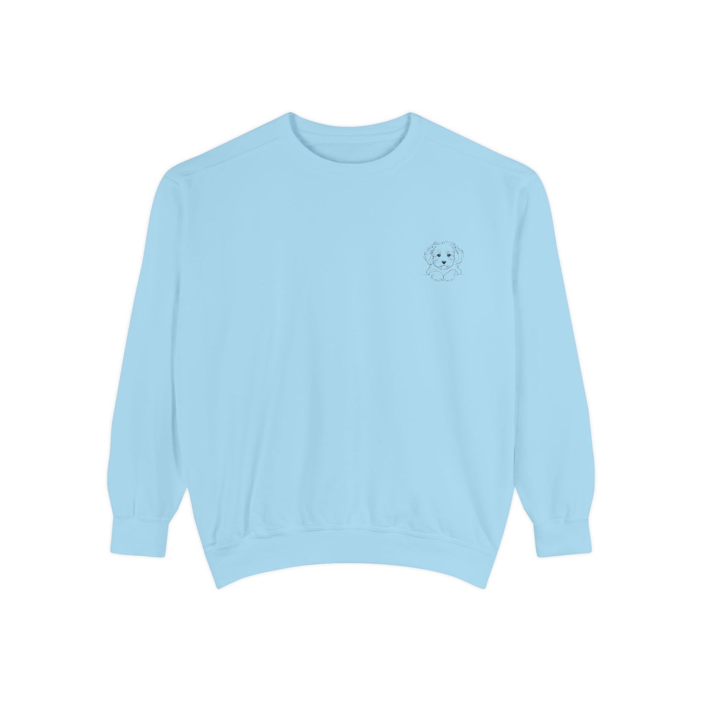 Garment-Dyed Coral Sweatshirt — Minimal Tiny Heart Chest Graphic