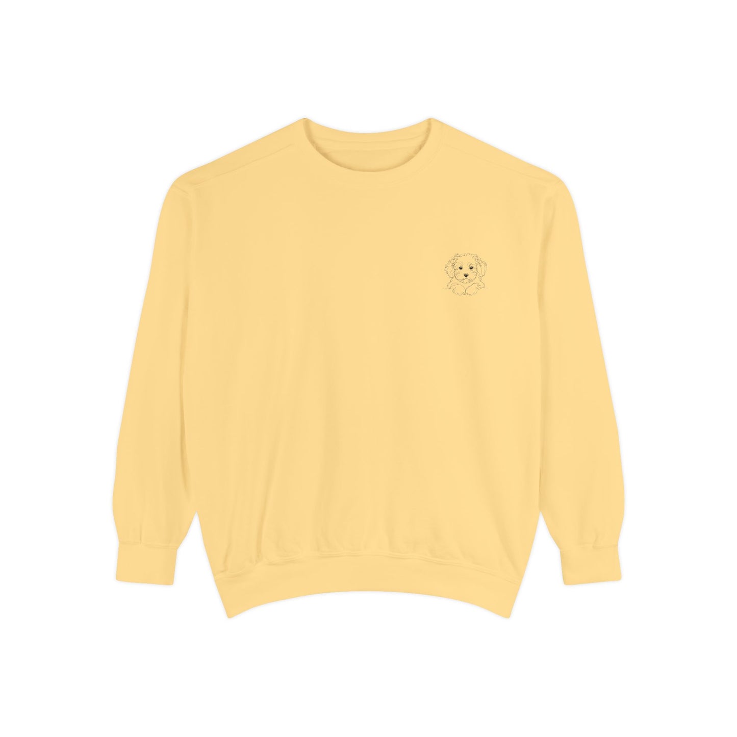 Garment-Dyed Coral Sweatshirt — Minimal Tiny Heart Chest Graphic