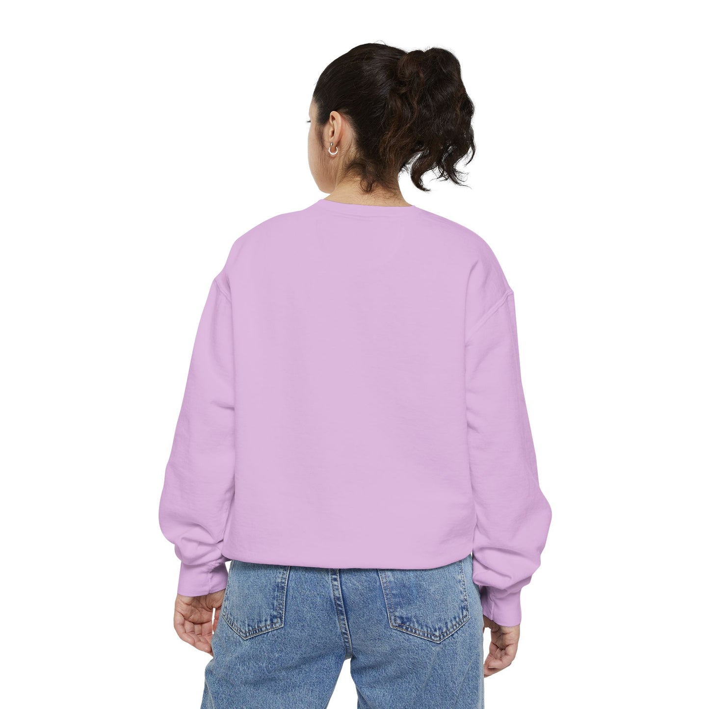 Garment-Dyed Coral Sweatshirt — Minimal Tiny Heart Chest Graphic