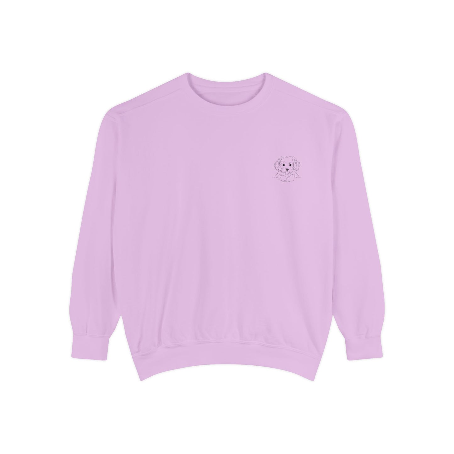 Garment-Dyed Coral Sweatshirt — Minimal Tiny Heart Chest Graphic