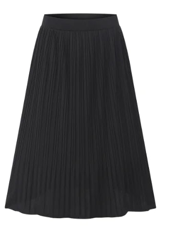 Pleated Midi Skirt with Elastic Waist