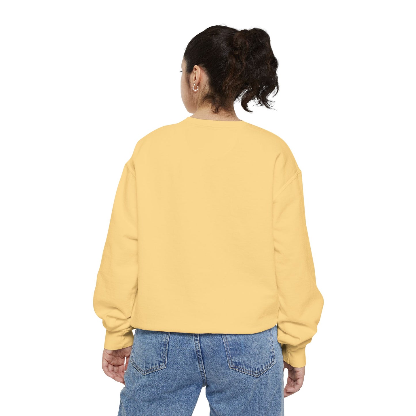 Garment-Dyed Coral Sweatshirt — Minimal Tiny Heart Chest Graphic