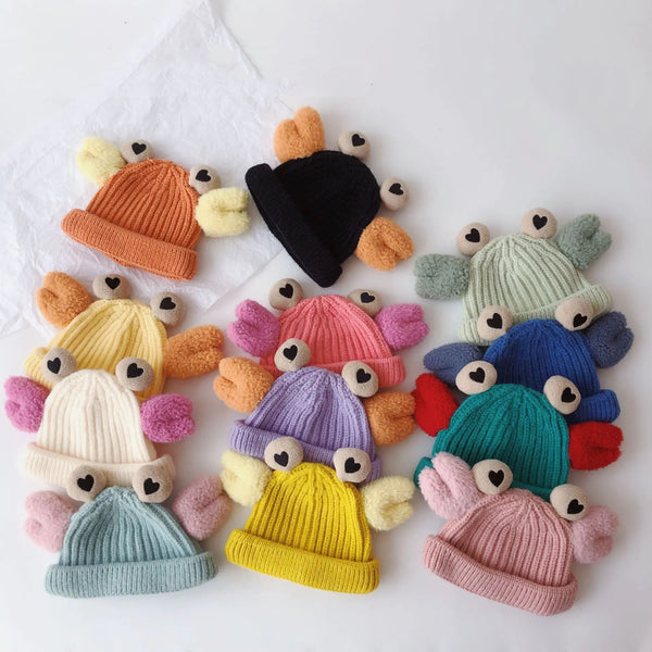 Korean Big Foot Crab Knitted Winter Hats for Kids