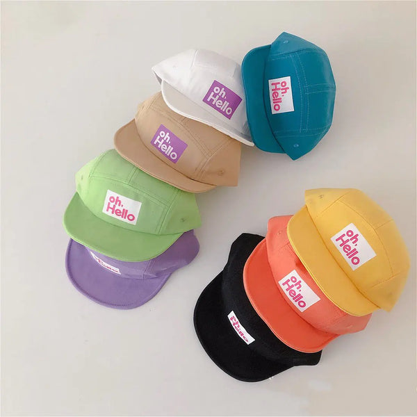 Children's Soft Brim Duck Tongue Hats with Rubber Letters