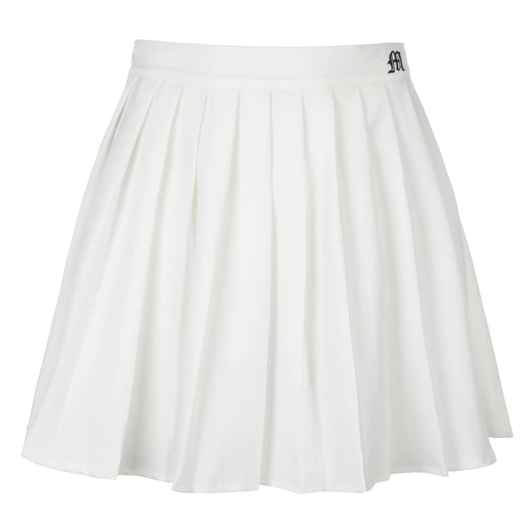 Short White Pleated Mini Skirt for Women with Elastic Waist
