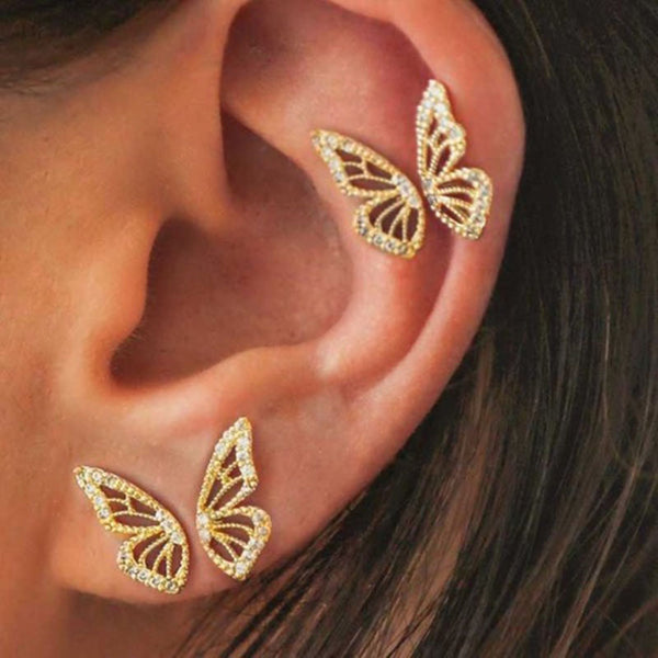 Original Half Of Butterfly Studs Earrings For Women 2021 Vintage Gold Tone Metal Charming Earrings Jewelry  Boucles d’oreilles