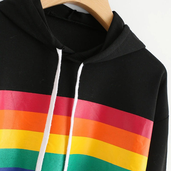 Women's Rainbow Printed crop Hoodie