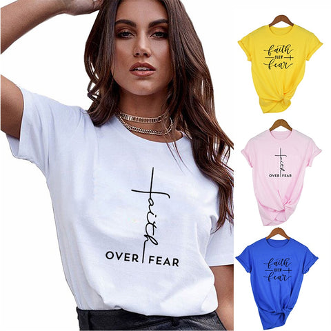 Women's Faith Over Fear printed T-shirt