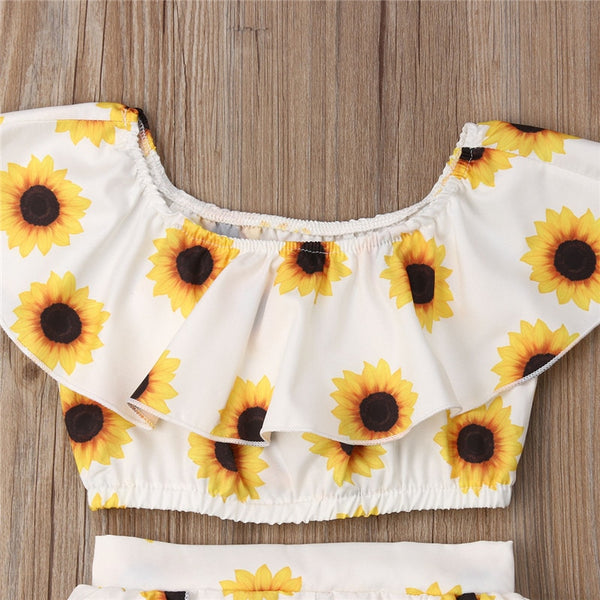 Fashion Kids Baby Girl Sunflower Print Summer Sets