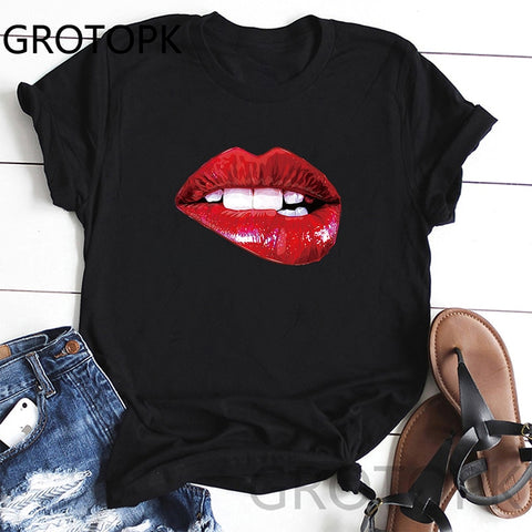 Women's lips printed T-Shirts