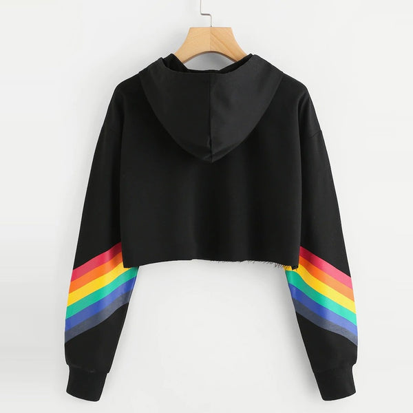 Women's Rainbow Printed crop Hoodie