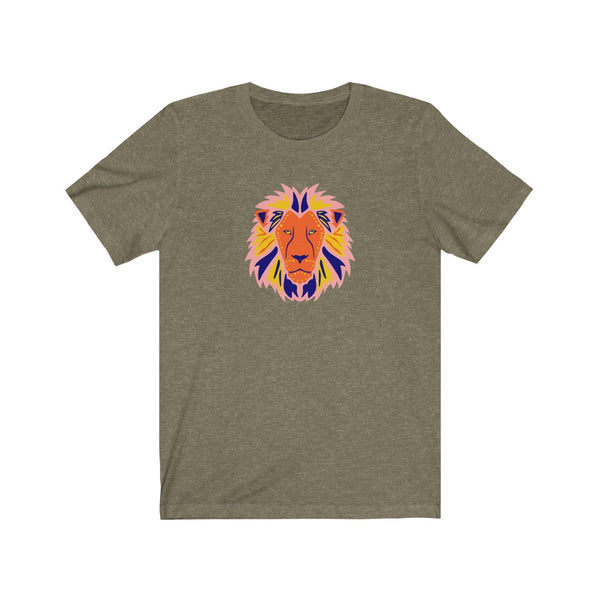 Unisex lion face printed Jersey Short Sleeve Tee