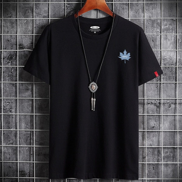 Men's Maple Leaf Print Cotton T-Shirt Men's High Quality Casual T-Shirts